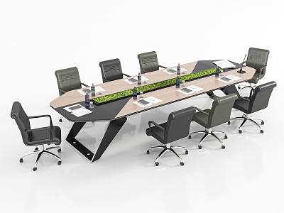 Modern conference table and chair combination 3d model