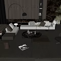Modern Minotti Sofa Coffee Table Combination 3d model
