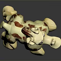 Cute Cartoon Style Giraffe Toy With Yellow Body Brown Spots Standing On Dark Background