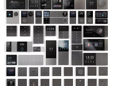 Modern Sleek Switch Panels With Digital Time Displays And Various Smart Designs 3d model