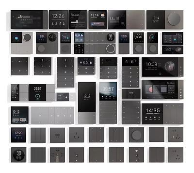 Modern Sleek Switch Panels With Digital Time Displays And Various Smart Designs 3d model