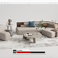 Quiet sofa tea table combination 3d model