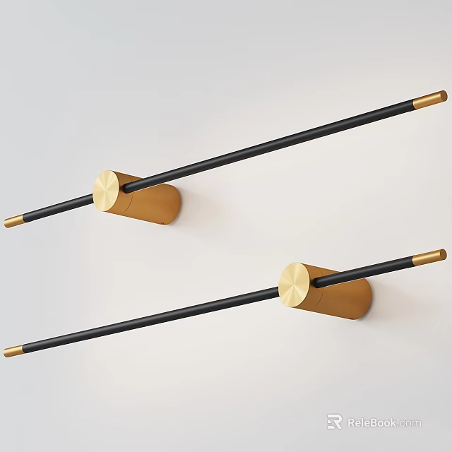 Modern Minimalist Wall Lamp with Golden Black Color and Metal Material for Indoor Decoration 3d model 