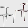 Modern Single Chairs with Metal Frames Glass and Pink Seats Contemporary Design and Smooth Lines
