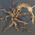 Weathered Tree Root With Gnarled Branches And Natural Wood Texture