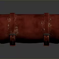 Red Leather Daily Use Storage Bag With Metal Buckles Rolled Design For Organizing Daily Essentials