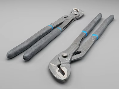 Professional Gray Adjustable Pliers with Blue Non Slip Grip Hardware Tools 3d model