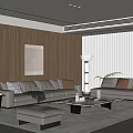 Italian Living Room Sofa Combination Leather Sofa Multiplayer Sofa Floor Lamp 3d model