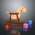 Wooden Rocking Horse With Colorful Toy Ball And Cube Toys For Kids
