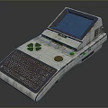 Vintage Portable Terminal Device With Blue Screen And Retro Keyboard Design