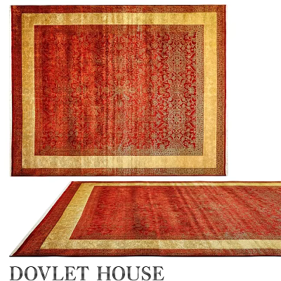Red And Gold Square Carpet With Intricate Patterns And Decorative Border 3d model
