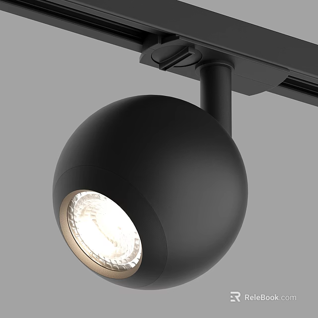 Modern Black Adjustable Track Spotlight With Round Design For Bright Lighting 3d model