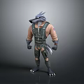 Anthropomorphic Wolf Character in Green Overalls with Brown Sleeves and Sharp Claws