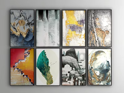 Abstract Decorative Wall Art Prints With Various Colorful Patterns And Styles 3d model