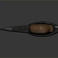 Traditional Axe Weapon With Metal Head And Wooden Carved Handle Design
