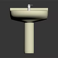 White Pedestal Washbasin With Modern Design Simple Structure And Chrome Faucet