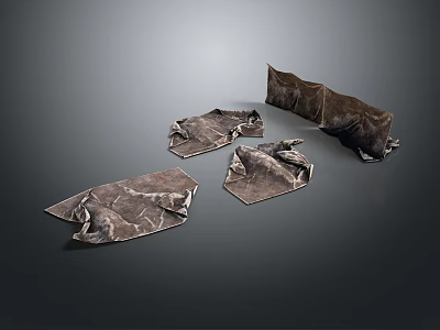 Soft Brown Leather Household Items With Wrinkled Design And Decorative Styles 3d model