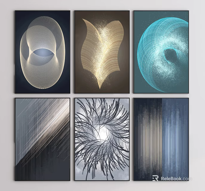 Abstract Art Prints With Modern Geometric Patterns And Various Color Designs 3d model