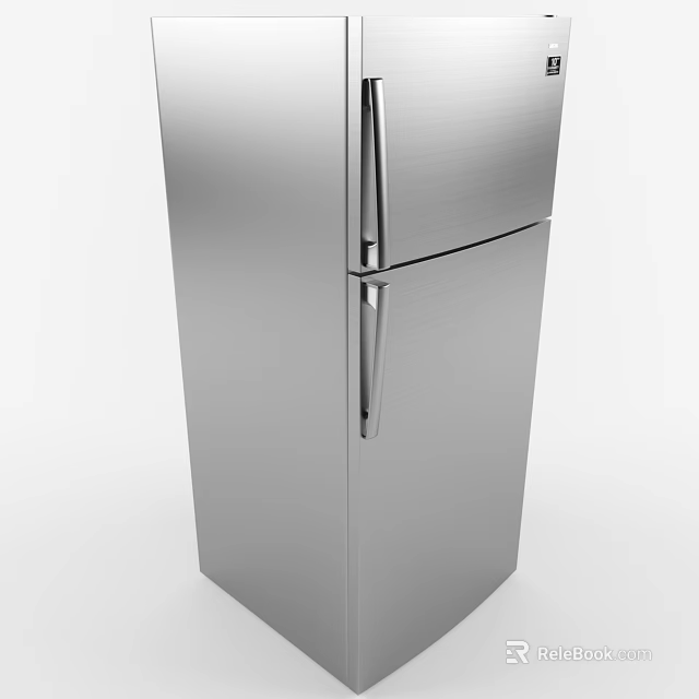 Modern Stainless Steel Refrigerator Freezer With Double Door Sleek Design 3d model 