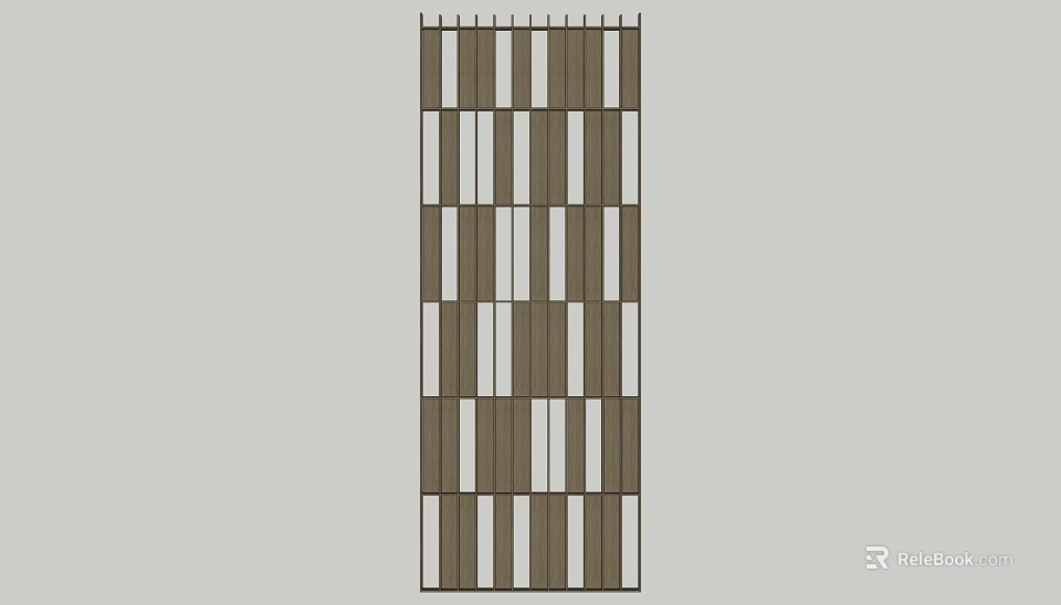 Modern Decorative Room Divider With White And Brown Striped Panels Design 3d model 
