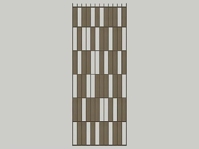 Modern Decorative Room Divider With White And Brown Striped Panels Design 3d model