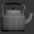Silver Metal Kettle With Faceted Body Classic Handle And Spout For Daily Use