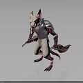 Anthropomorphic Fox Creature In Armor With Claws Tail And Crouching Stance 3d model
