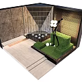 Modern Feature Wall Design With Wooden Panels Metal Mesh Greenery And Lighting