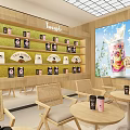 Cozy Bubble Tea Shop Interior With Wooden Decor Green Plants And Comfortable Tables
