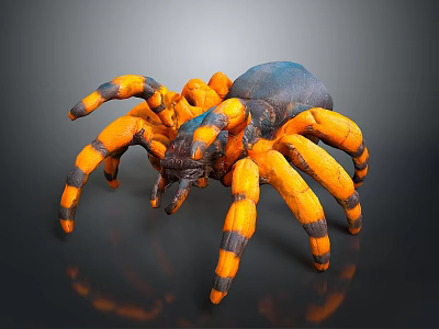 Detailed Vibrant Spider With Orange Black Striped Legs And Blue Black Body 3d model