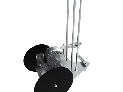 Heavy Duty Mechanical Device With Metal Frame Gear And Black Wheels 3d model