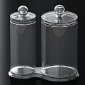 Transparent Glass Storage Jars With Lids On Silver Base For Kitchen Supplies