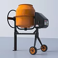 Industrial Concrete Mixer With Orange Drum And Wheeled Stand For Construction Use