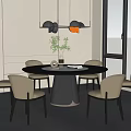 Modern HC28 Dining Table and Chair Combination 3d model