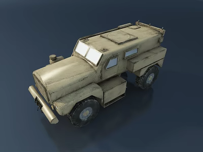 Beige Functional Vehicle With Rugged Design Large Tires And Roof Equipment 3d model