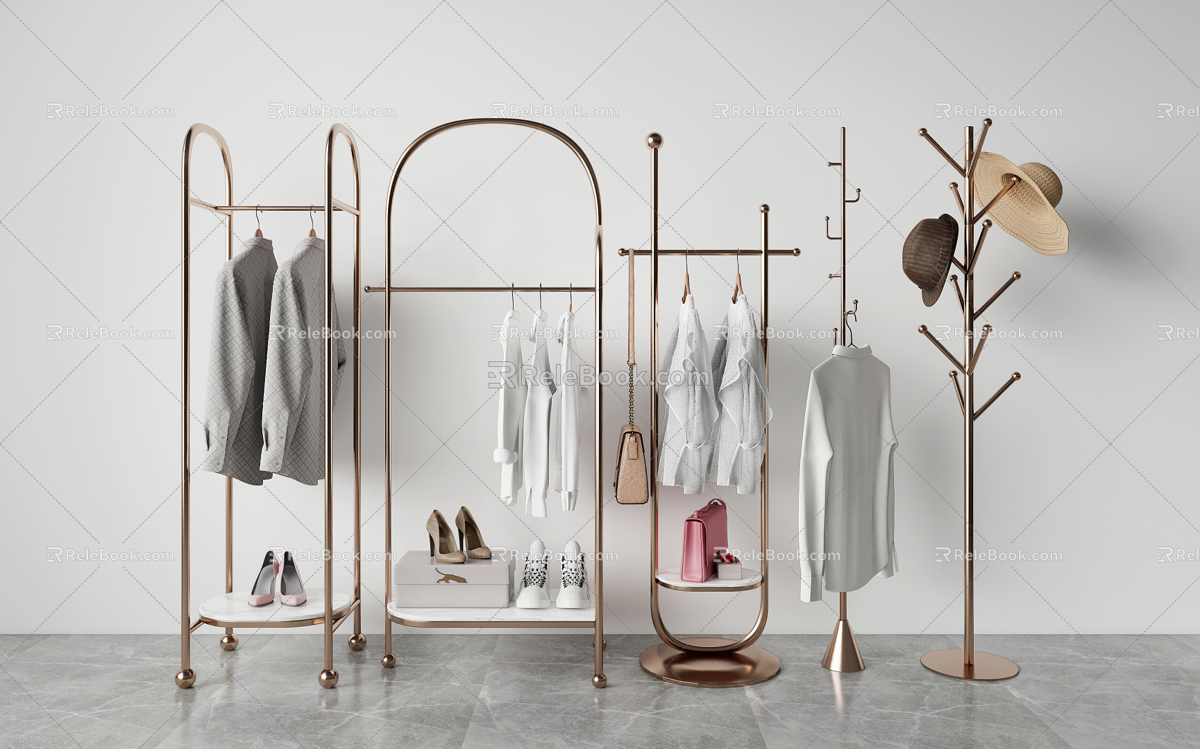 Light Luxury Hanger Metal Coat Rack Combination model