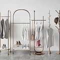 Modern Stylish Clothes Racks With Hanging Clothes Hats And Shoes Design