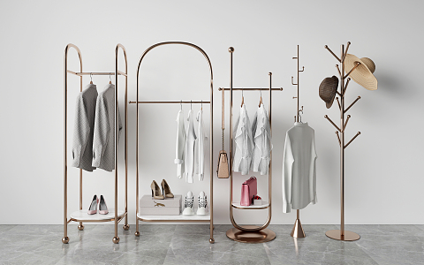 Light Luxury Hanger Metal Coat Rack Combination 3d model