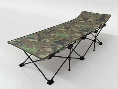 Camouflage Folding Bed With Metal Frame Lightweight For Outdoor Camping Use 3d model