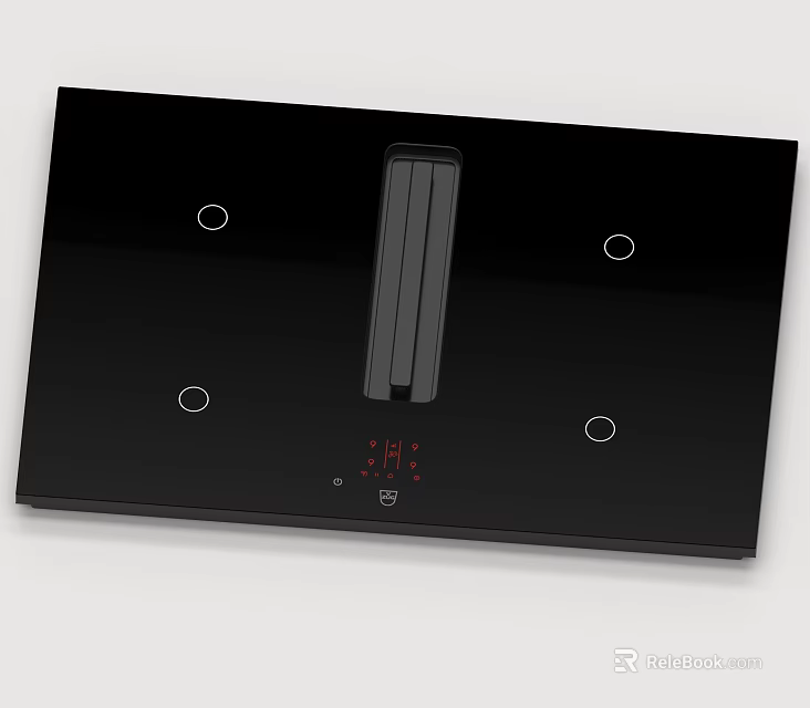Modern Black Glass Induction Cooktop With Four Burners And Digital Temperature 3d model 