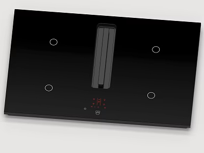 Modern Black Glass Induction Cooktop With Four Burners And Digital Temperature 3d model