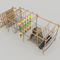 Outdoor Kids Playground Equipment With Wooden Frame Ropes Swings And Climbing Features