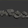 Textured Gray Natural Stone Pieces Displayed On Dark Background With Various Shapes And Sizes