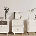 Stylish White Nightstands With Drawers Decorative Plants Vogue Magazine And Photo Frame
