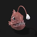 Pink Anglerfish With Large Eyes Sharp Teeth And Lure On Black Background 3d model