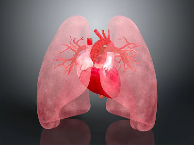 3D Rendered Human Heart And Lungs With Detailed Blood Vessel Structure 3d model