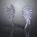 Symmetric Feather Wing Art Design With Glossy Finish And Dark Background Reflection 3d model