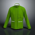 Modern Green Jacket Design With Stand Collar Zipper Closure Front Pockets And Long Sleeves