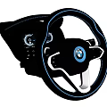 BMW Steering Wheel With Modern Design Blue Accents Control Buttons And Dashboard