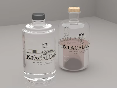 Two Macallan Whisky Bottles On Light Background 3d model